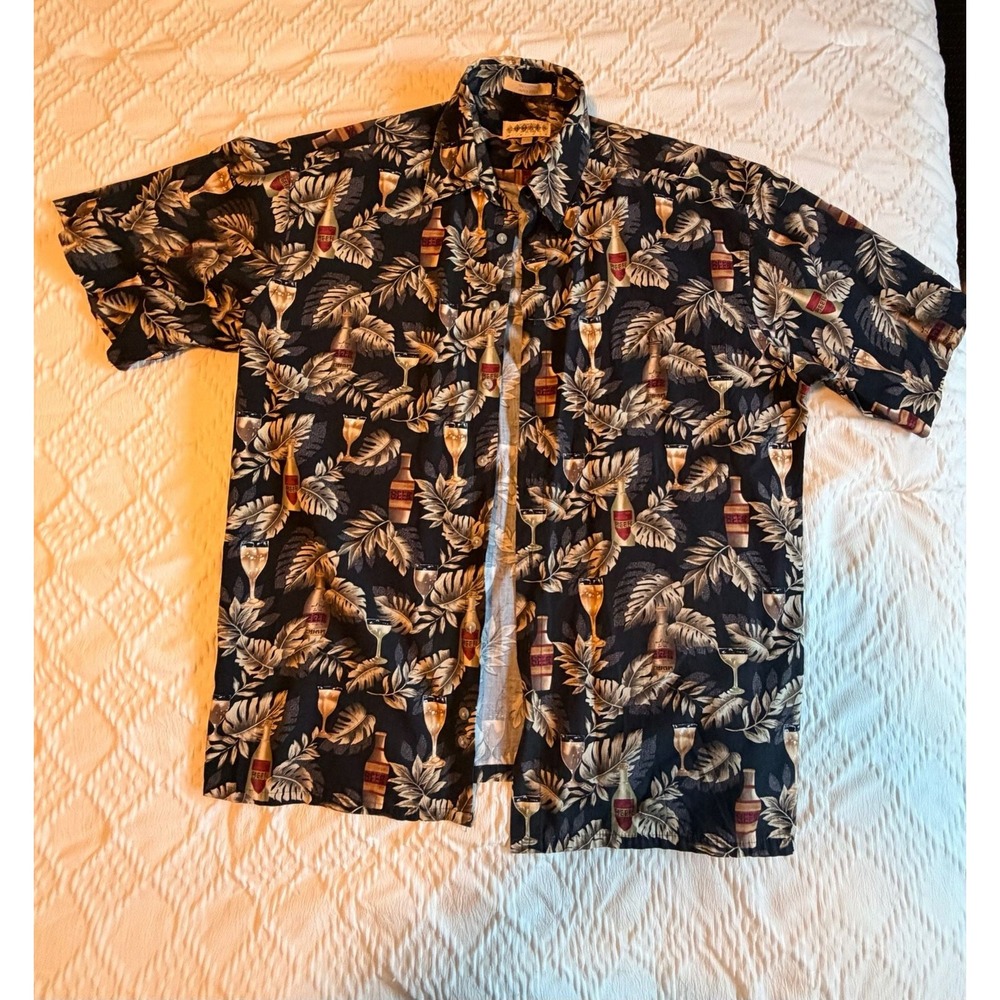 Campia Moda Vintage Men's Button-Down Shirt with Beer and Cocktail Print